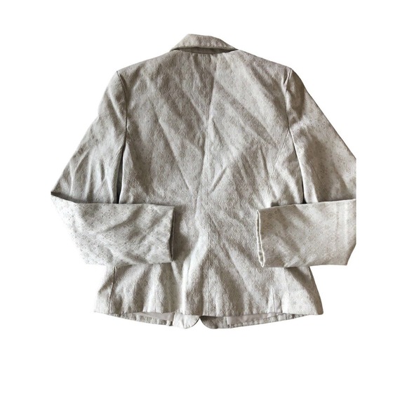 Cotton‎ Brocade Cream Blazer Medium Single Button Pockets Short Lined MOSSIMO - Picture 3 of 8